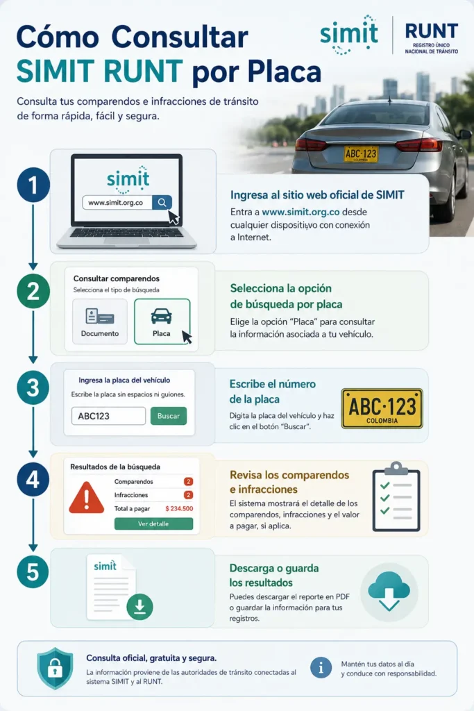 Como consultar SIMIT RUNT por placa paso a paso